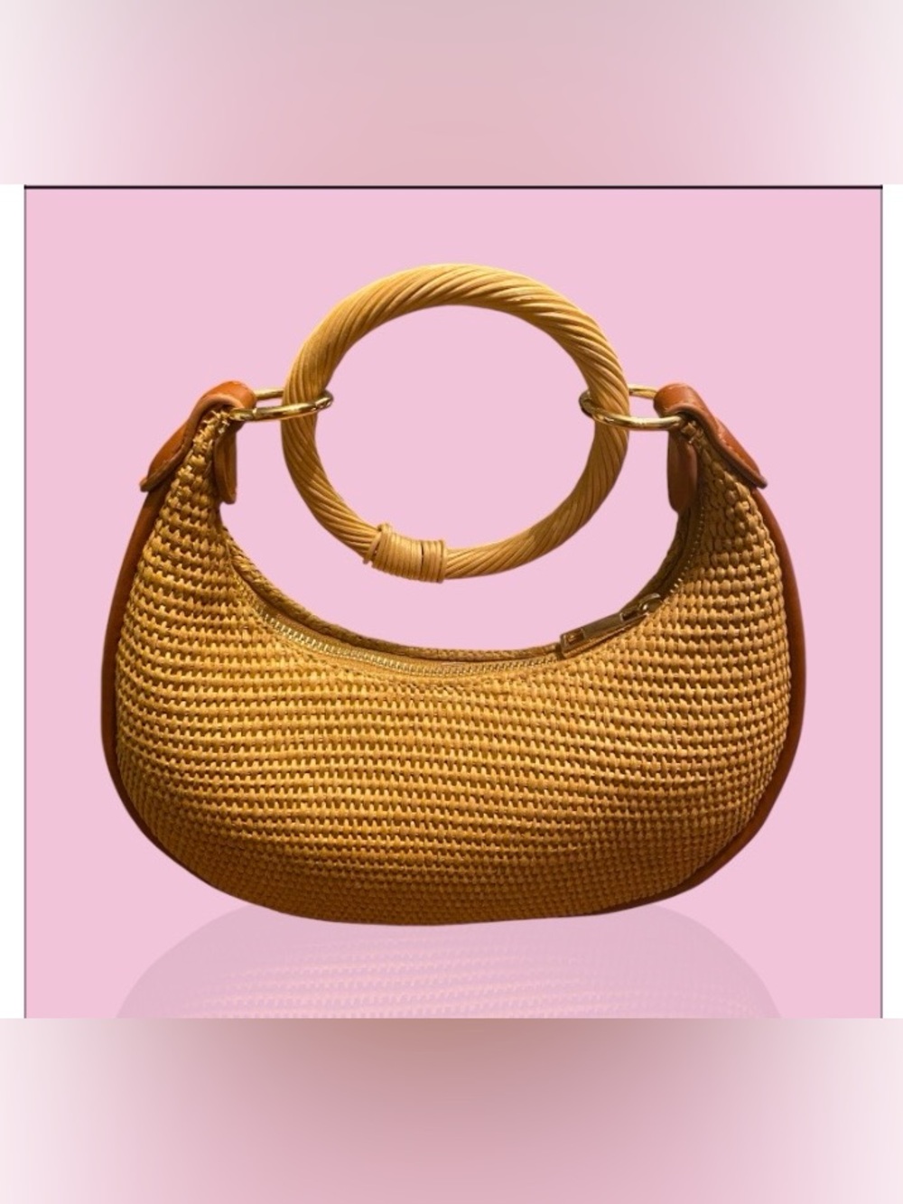 a new day Mustard Woven Ring-Handle Bag
